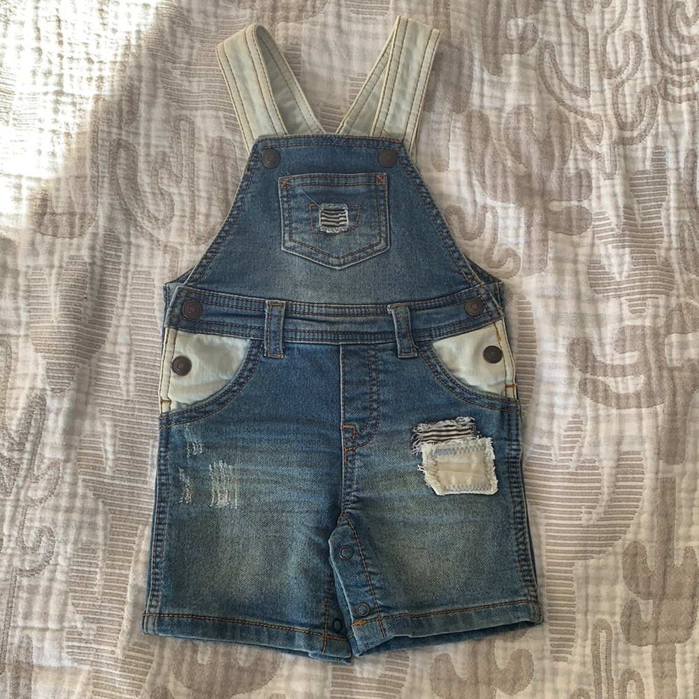 5/$25 🌈 First Impressions 🆕 Jean Short Overalls Patchwork
